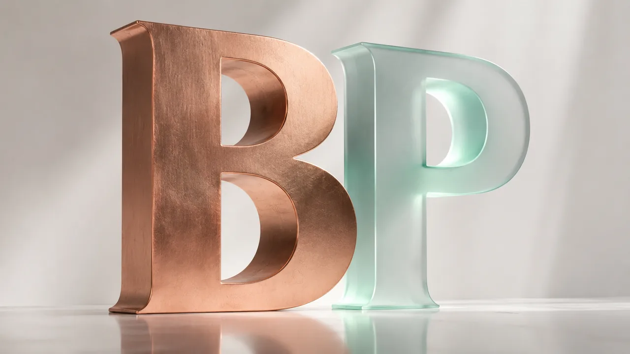 Benny and Penny sculptural B and P brand mark