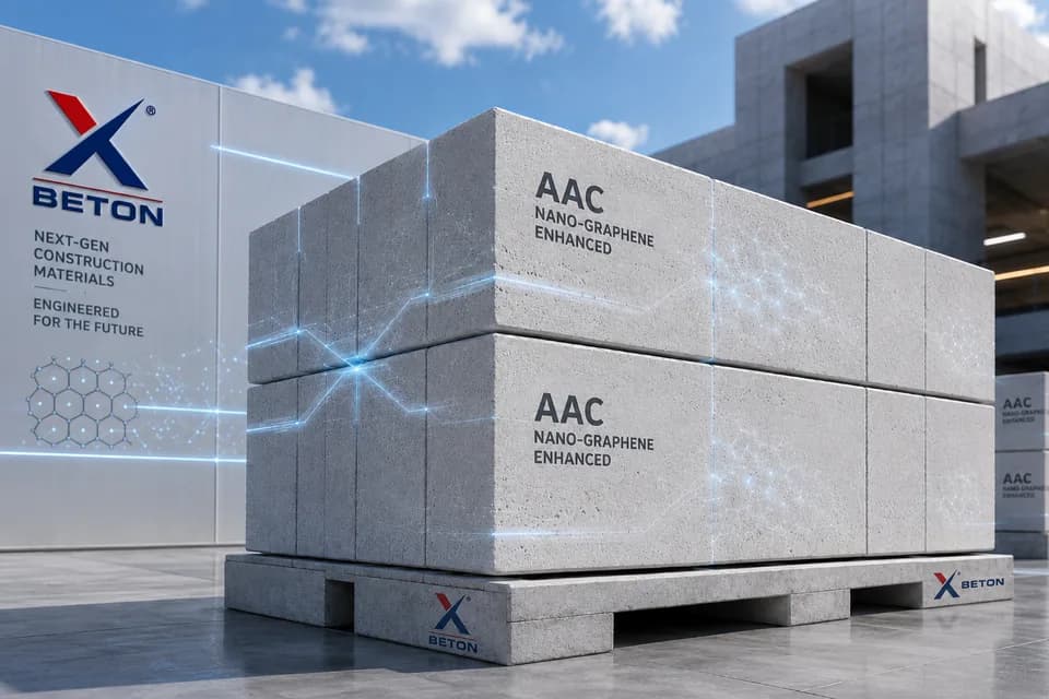 XBeton AAC building blocks on a modern construction site
